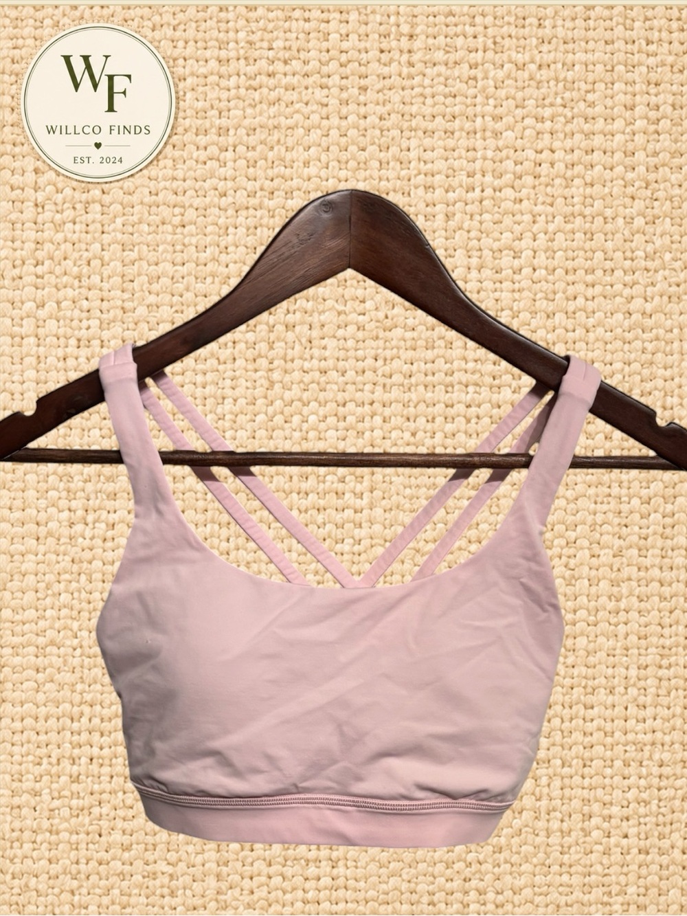 Lululemon Pale Pink Women Strappy Sports Bra Criss Cross Back Wireless Athletic